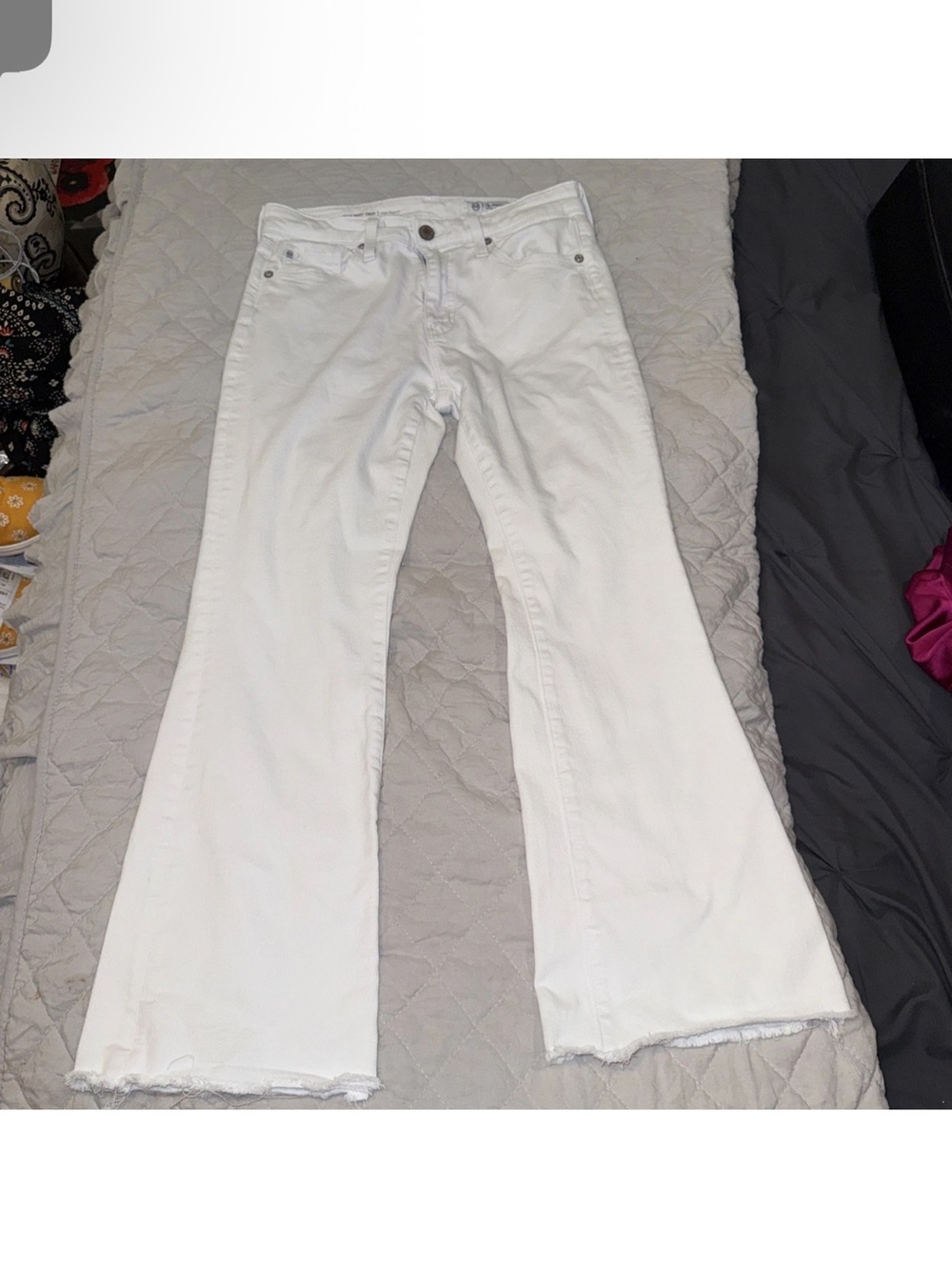 AG Adriano Goldschmied Farrah Boot Crop High Rise Fit White Jeans Size 26